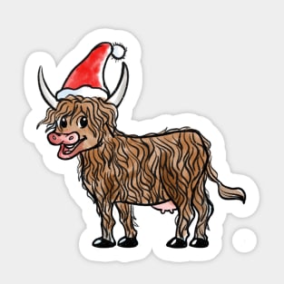 Christmas Highland Cow Sticker